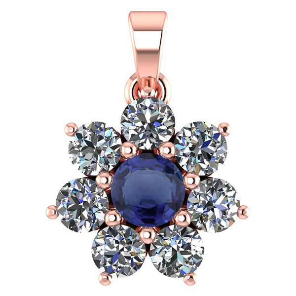 Certified 0.93 Ctw Blue Sapphire And Diamond 14k Rose G