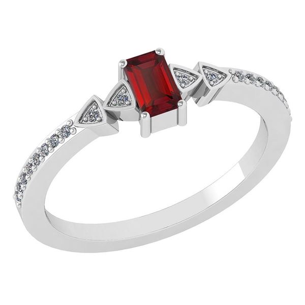 Certified 0.39 Ctw Garnet And Diamond 14k White Gold Ha