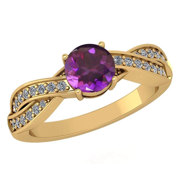 Certified 1.05 Ctw Amethyst And Diamond VS/SI1 14K Yell