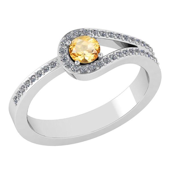 Certified 1.30 Ctw Citrine And Diamond 14k White Gold H