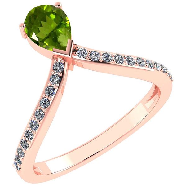 Certified 0.97 Ctw Peridot And Diamond 14k Rose Gold Ha