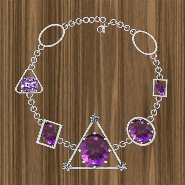 Certified 32.48 Ctw Amethyst And Diamond I2/I3 14K Whit