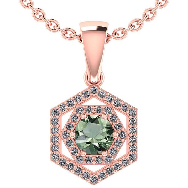 Certified 0.69 Ctw Green Amethyst And Diamond 18K Rose
