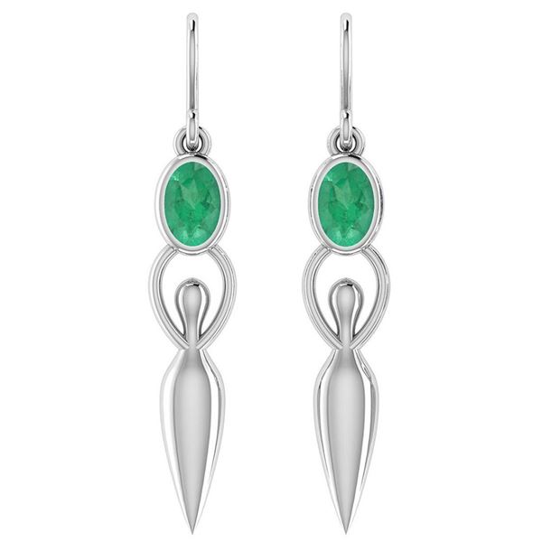 Certified 1.00 Ctw Emerald And Diamond 14k White Gold E