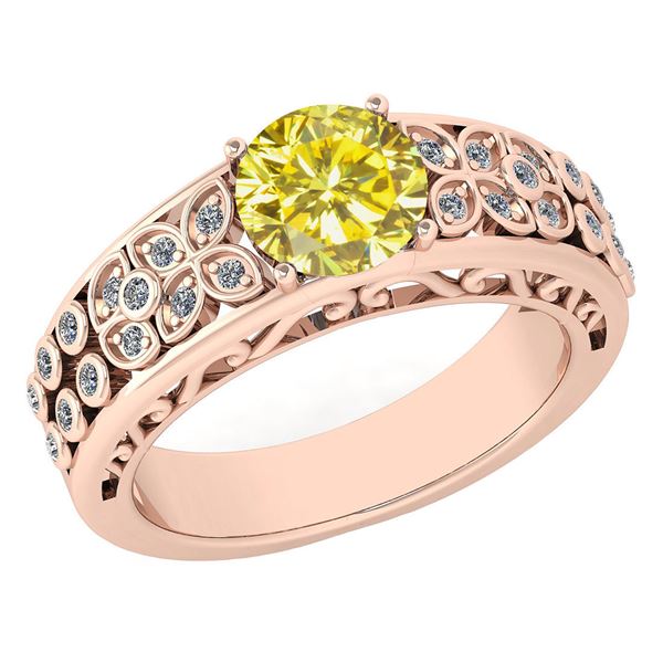 Certified 1.42 CtwTreated Fancy Yellow Diamond And Whit