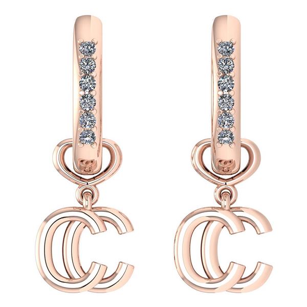 Certified 0.16 Ctw Diamond Alphabet C Earrings For wome