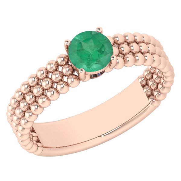 Certified 0.50 Ctw Emerald Solitaire14K Rose Gold Promi