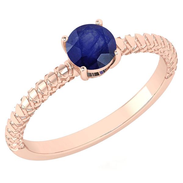Certified 0.45 Ctw Blue Sapphire Solitaire Ring with Fi