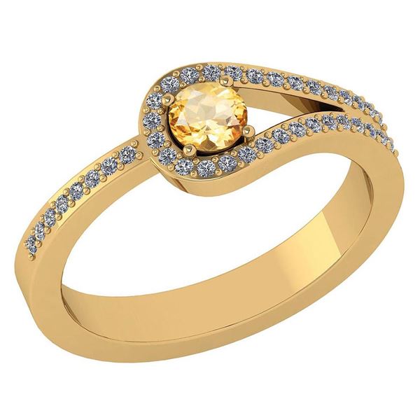 Certified 1.30 Ctw Citrine And Diamond 14k Yellow Gold