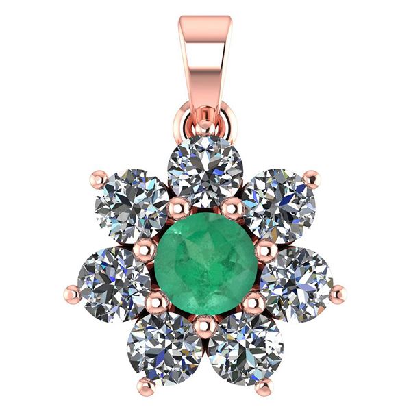 Certified 0.93 Ctw Emerald And Diamond 14k Rose Gold Ha