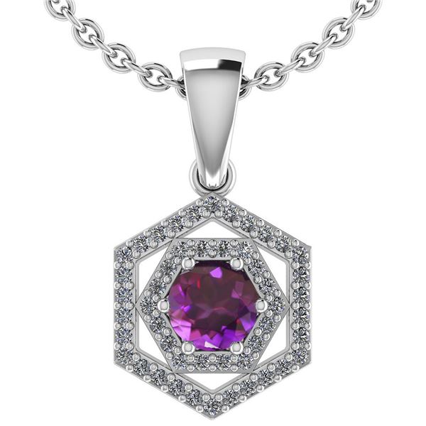Certified 0.69 Ctw Amethyst And Diamond 14k White Gold