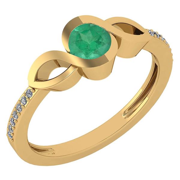 Certified 0.52 Ctw Emerald And Diamond 14k Yellow Gold