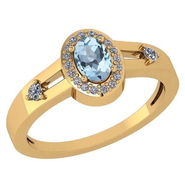 Certified 0.65 Ctw Blue Topaz And Diamond 14k Yellow Go