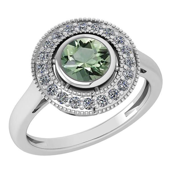 Certified 1.12 Ctw Green Amethyst And Diamond Wedding/E