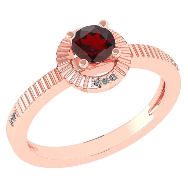 Certified 0.37 Ctw Garnet And Diamond 14k Rose Gold Hal