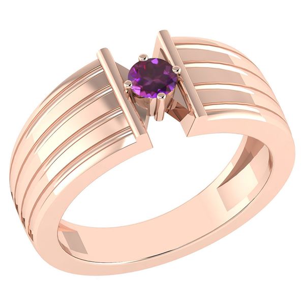 Certified 0.20 Ctw Amethyst Solitaire Ring 18K Rose Gol