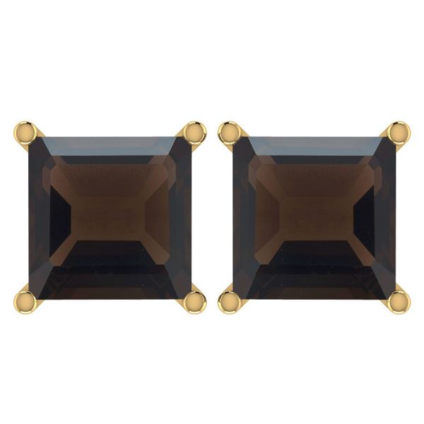 Certified 11.24 Ctw Genuine Smoky Quarzt 14K Yellow Gol