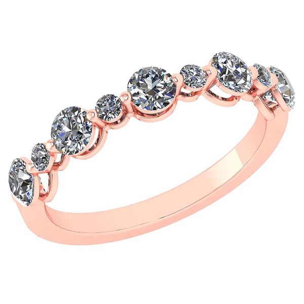 Certified 0.87 Ctw Diamond 14k Rose Gold Halo Band