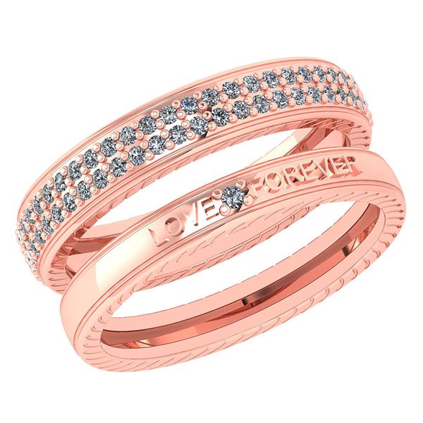 Certified 0.50 Ctw Diamond 14k Rose Gold Couple Promise