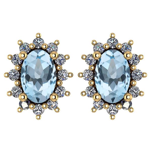 Certified 1.24 Ctw Aquamarine And Diamond 14k Yellow Go