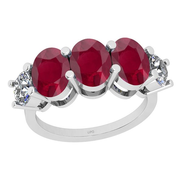 Certified 1.90 Ctw I2/I3 Ruby And Diamond 14K White Gol