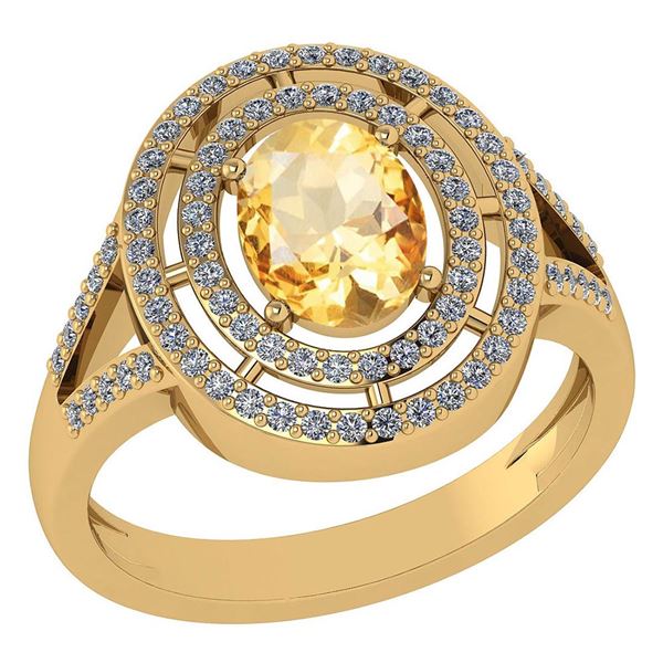 Certified 1.66 Ctw Citrine And Diamond 14k Yellow Gold