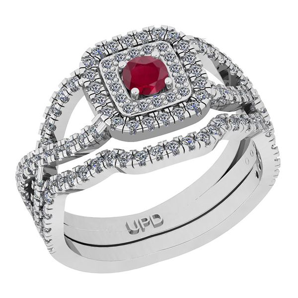 Certified 0.85 Ctw I2/I3 Ruby And Diamond 14K White Gol