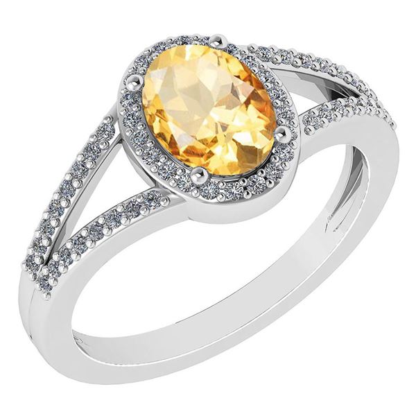 Certified 1.52 Ctw Citrine And Diamond 14k White Gold H