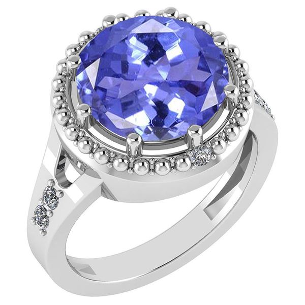 Certified 3.65 Ctw Tanzanite And Diamond VS/SI1 Halo Ri