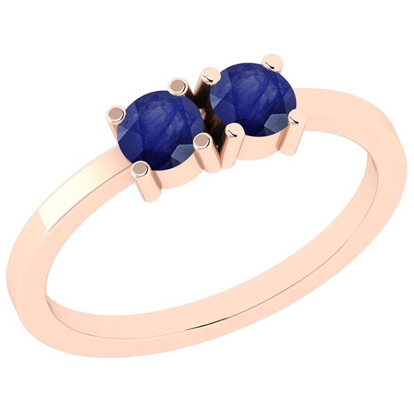 Certified 0.50 Ctw Blue Sapphire 18k Rose Gold Two Ston