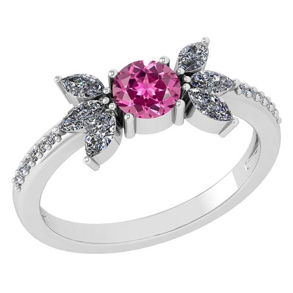 Certified 1.11 Ctw Pink Tourmaline And Diamond 14k Whit