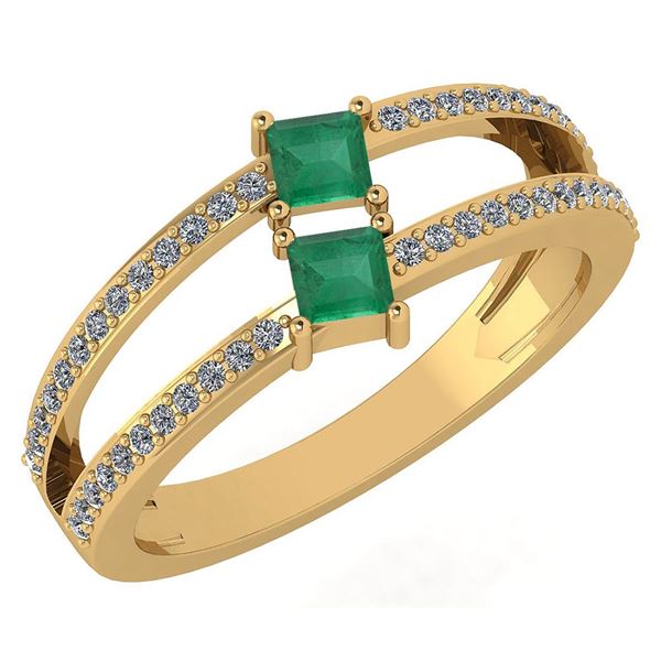 Certified 0.60 Ctw Emerald And Diamond 18k Yellow Gold