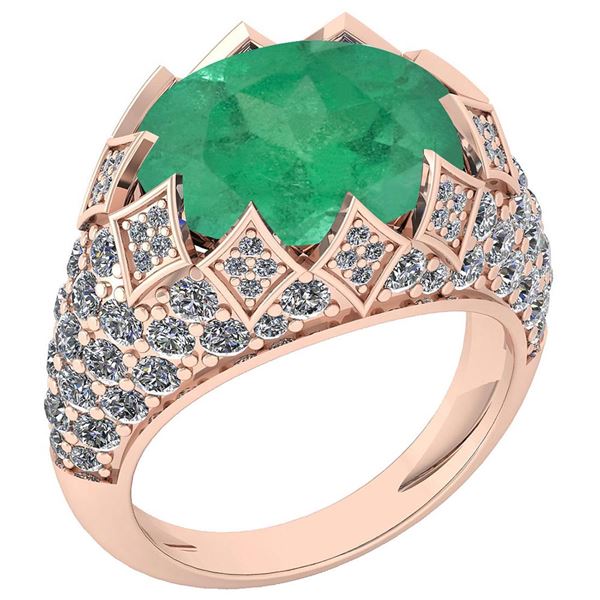 Certified 7.81 Ctw Emerald And Diamond VS/SI1 Engagemen