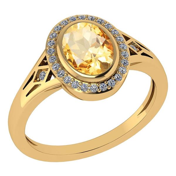 Certified 1.39 Ctw Citrine And Diamond 14k Yellow Gold
