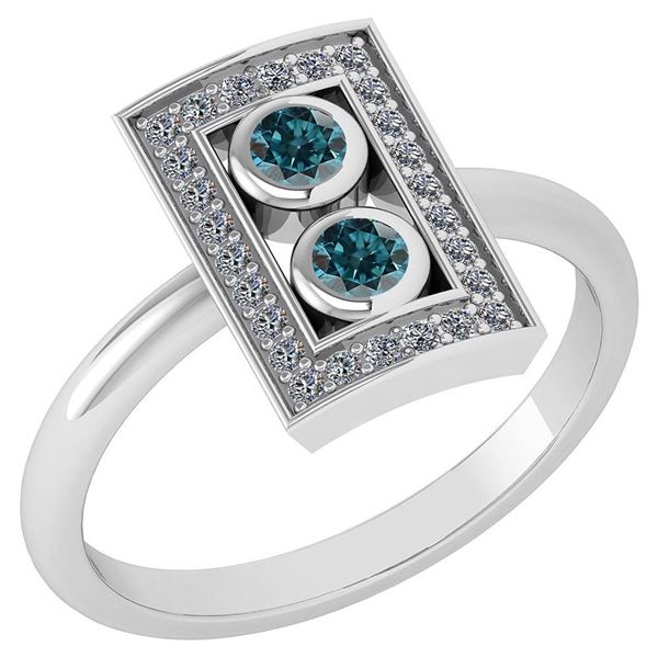 Certified 0.31 Ctw Treated Fancy Blue Diamond And White