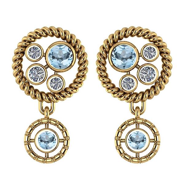 Certified 0.84 Ctw Blue Topaz And Diamond Wedding/Engag