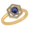 Image 1 : Certified 0.69 Ctw Blue Sapphire And Diamond 14k Yellow