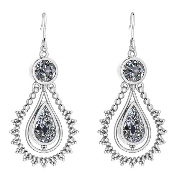 Certified 5.18 Ctw Diamond Dangling Earrings 14K White