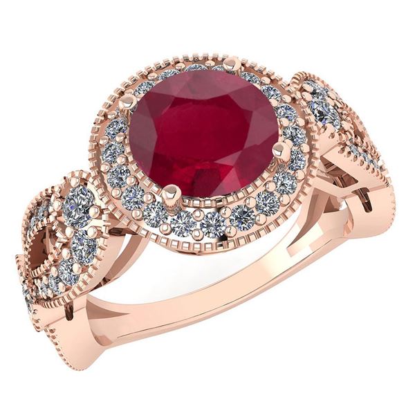 Certified 1.90 Ctw Ruby And Diamond Wedding/Engagement