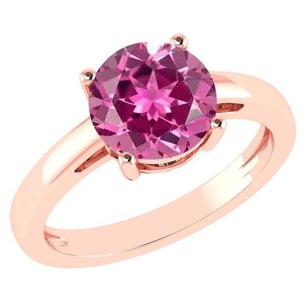 Certified 1.00Ctw Genuine Pink Tourmaline 14k Rose Gold