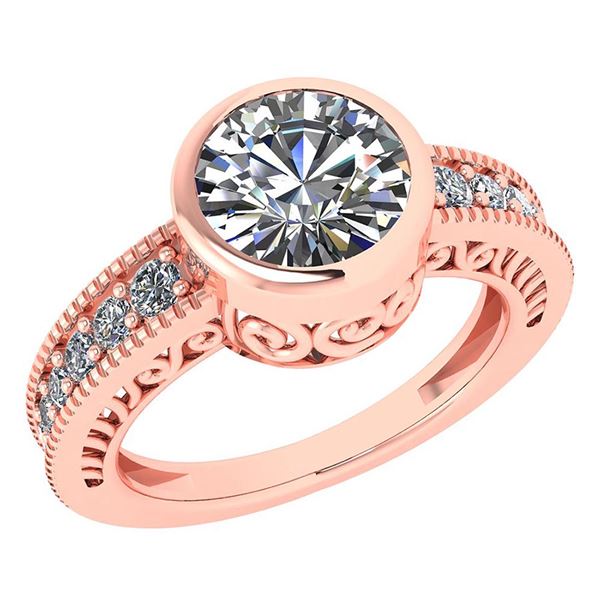 Certified 1.55 Ctw Diamond Wedding/Engagement 14K Rose