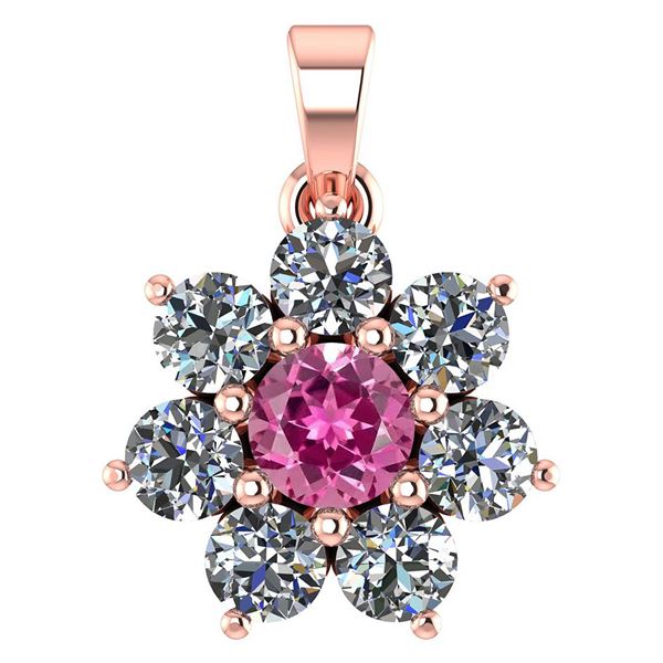 Certified 0.93 Ctw Pink Tourmaline And Diamond 14k Rose
