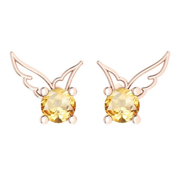 Certified 0.50 Ctw Citrine Stud Earrings 14K Gold Rose