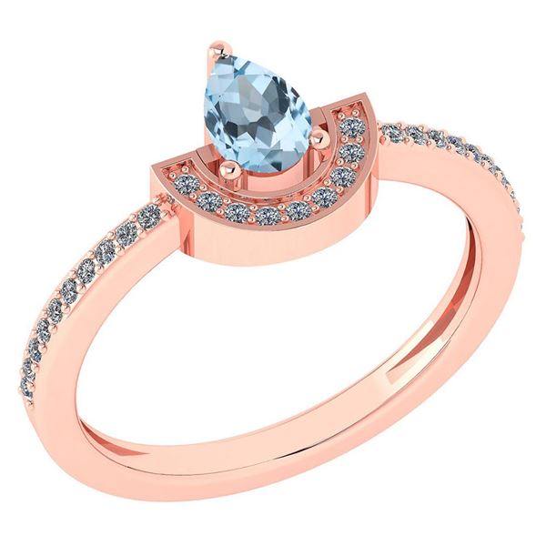 Certified 0.64 Ctw Aquamarine And Diamond 14k Rose Gold