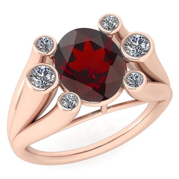 Certified 2.82 Ctw Garnet And Diamond VS/SI1 Halo Ring