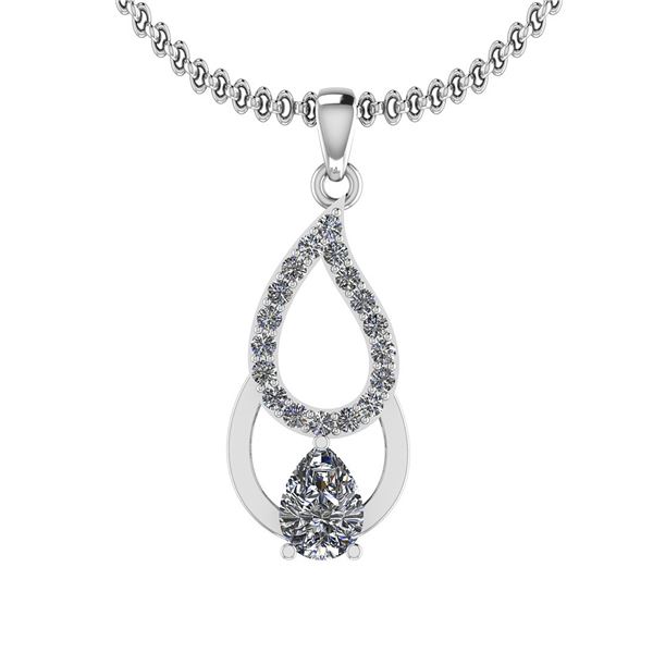 Certified 0.58 Ctw Diamond I1/I2 10k White Gold Pendant