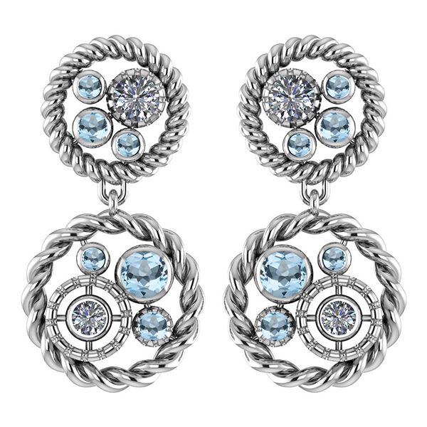 Certified 1.64 Ctw Aquamarine And Diamond 14K White Gol