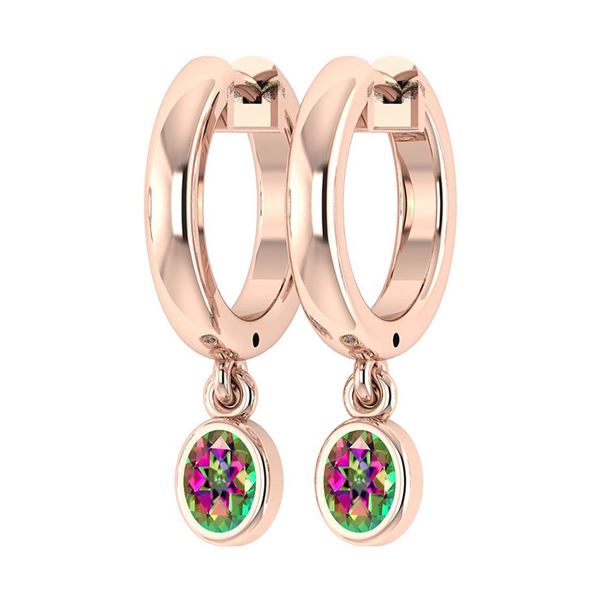 Certified 1.00 Ctw Mystic Topaz Hoop Earring 10K Rose G