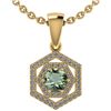 Image 1 : Certified 0.69 Ctw Green Amethyst And Diamond 18K Yello