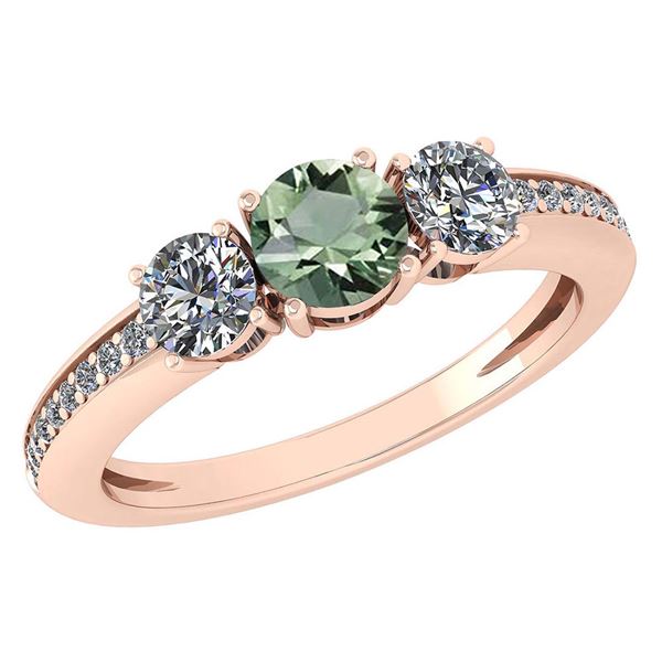 Certified 1.06 Ctw Green Amethyst And Diamond Wedding/E